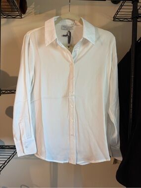 Dress Forum White Blouse with Gray Tie Detail